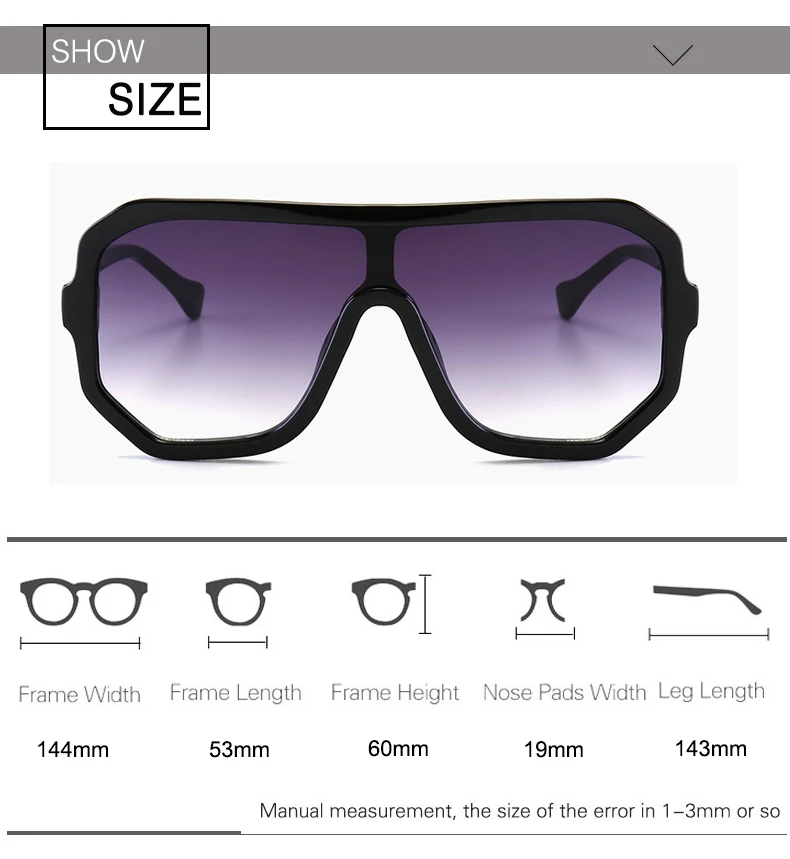 OEC CPO Classic Oversized Square Sunglasses Women Luxury Brand Fashion Flat Top Lens One Piece Men Shade Mirror UV400 Gafas O320