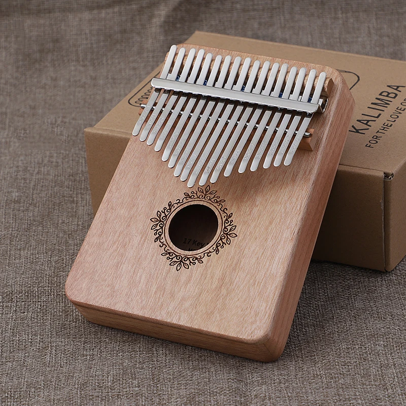 Per 17 Keys Kalimba Portable Thumb Piano Heart-Shaped Hole Solid Finger Piano Mbira/Marimba Mahogany Body With Tune Hammer&Instruction Beginner Friendly-Normal Version 