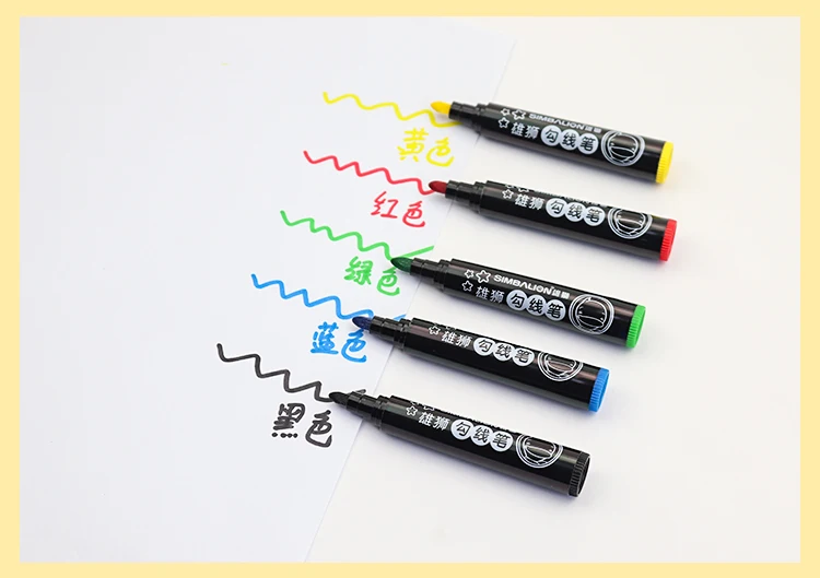SIMBALION Art Hook Line Watercolor Pen Tasteless Painting Hook Line Pen Graffiti Drawing Color Bold Mark Pen 5 Colors Optional
