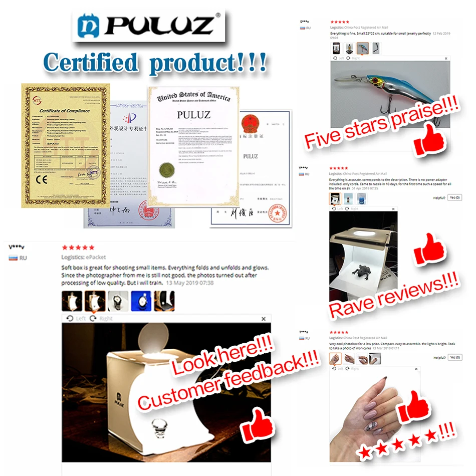 PULUZ 20*20 см " Складная мини-камера для фотостудии, софтбокс, Встроенный светодиодный светильник для фотосъемки, палатка, 2 панели, светодиодный софтбокс, светильник для комнаты