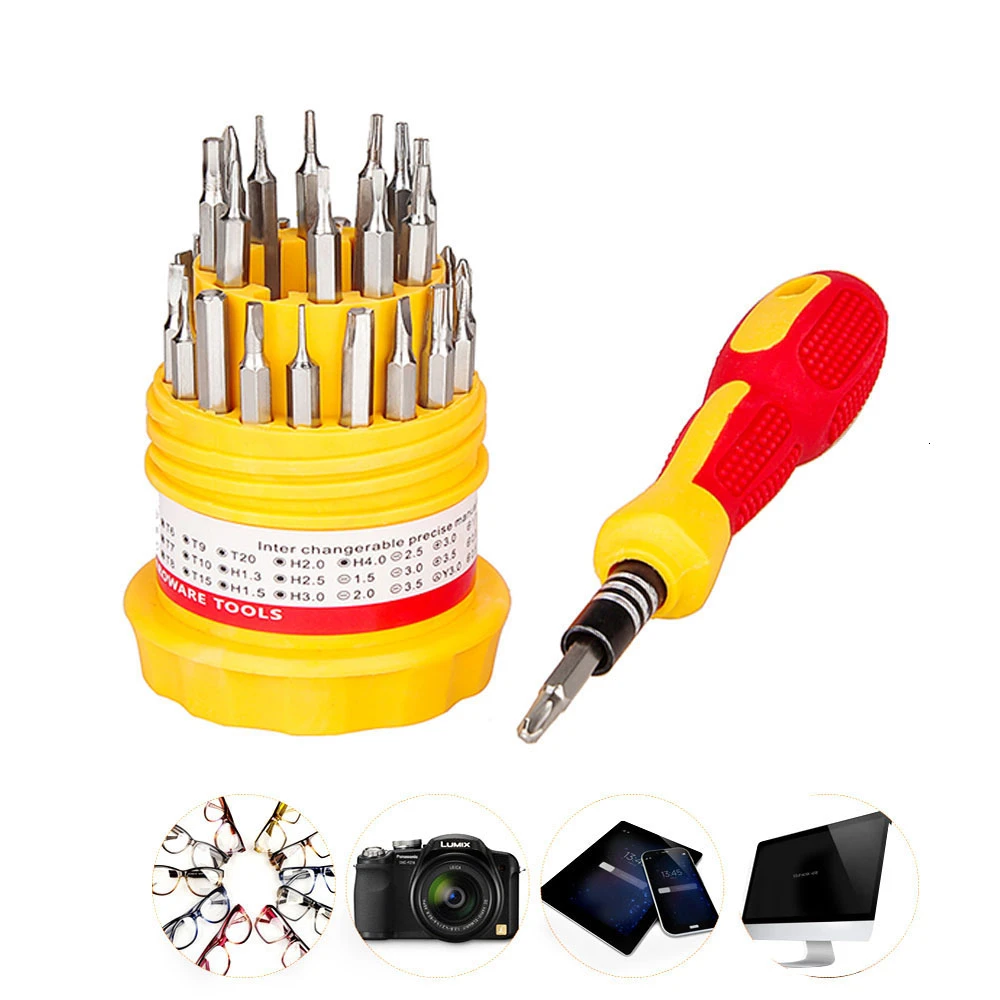 LAMEZIA 31 In 1 Precision Screwdriver Set Slotted Phillips Screw Driver Torx Hex Repair Tools For Phone Computer Camera