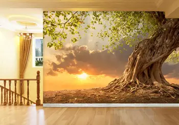 

[Self-Adhesive] 3D The Sun Behind The Tree 37036128 Wall Paper mural Wall Print Decal Wall Murals