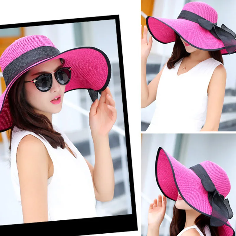 

New summer wide Large brim straw hat Holiday Women casual beach hat sun hat Gorras Panama cap Sunscreen
