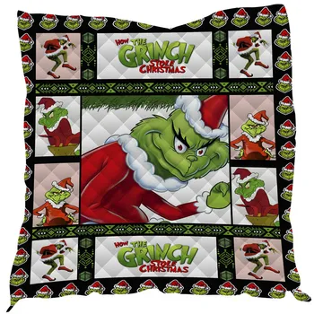 

3D The Grinch Digital Quilt Christmas Cartoon Printed Quilted Bedspread Fashionable Bedspreads Comforters Quilts For Bed