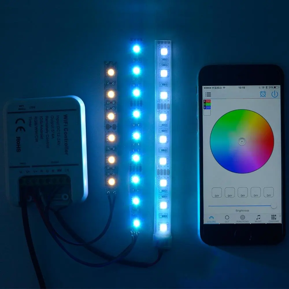DC 12-24V wifi Пульт дистанционного управления 5 регулятор каналов для iOS Android RGB Светодиодные полосы JK064