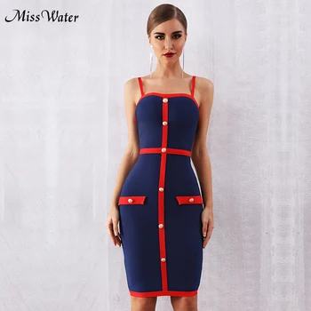 

Miss Water 2020 New Summer Women Bandage Dress Celebrity Evening Party Dress Sexy Spaghetti Strap Sleeveless Club Dress Vestido