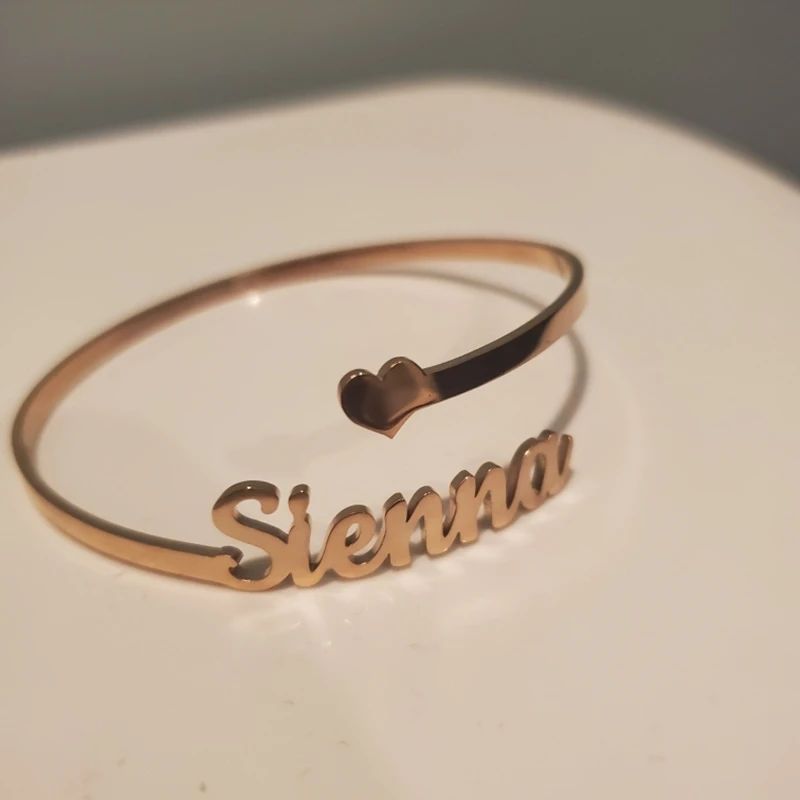 Bangle Jewelry Nameplate Bracelet Customized Gold-Color Women Birthday-Gift Double-Layer