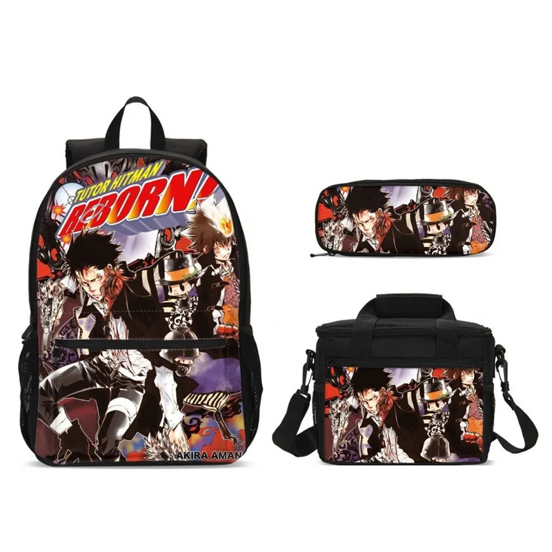 HITMAN REBORN Children 3 шт./компл. школьные ранцы для мальчиков Дети Аниме Печать школьный