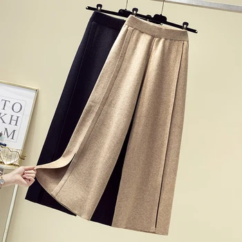 

women Autumn trousers wide leg loose pants Ankle length pants casual trouser high elastic waist plus size pants