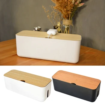

Cable Management Box, 11x4x4.5", Wood Lid, Cord Organizer for Home/Office/Kitchen
