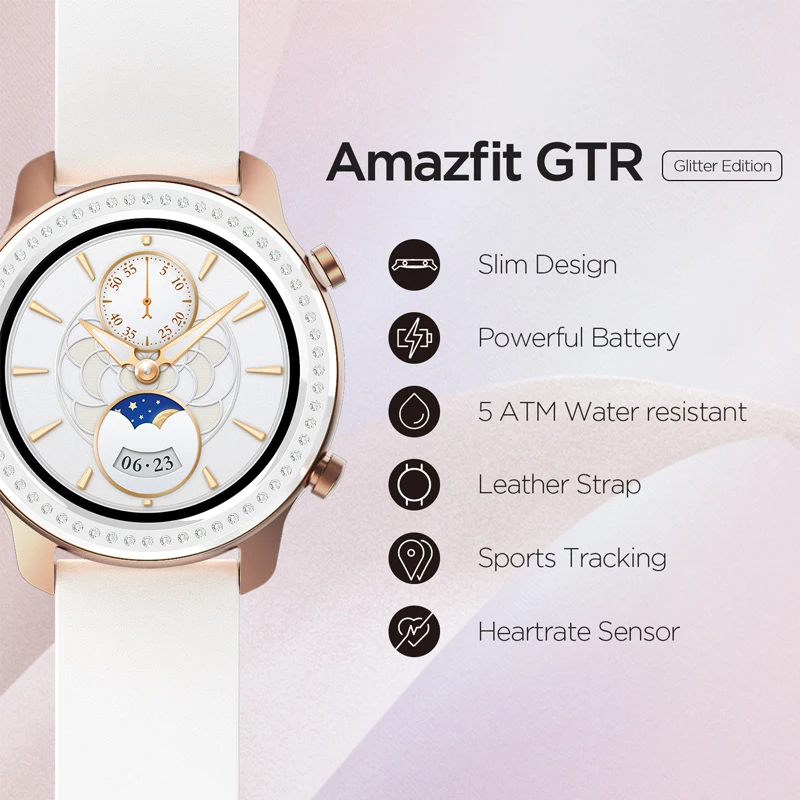 Stock Glitter Edition New Amazfit Gtr 42Mm Smart Watch 5Atm Smartwatch 12Days Battery Music Cont-6
