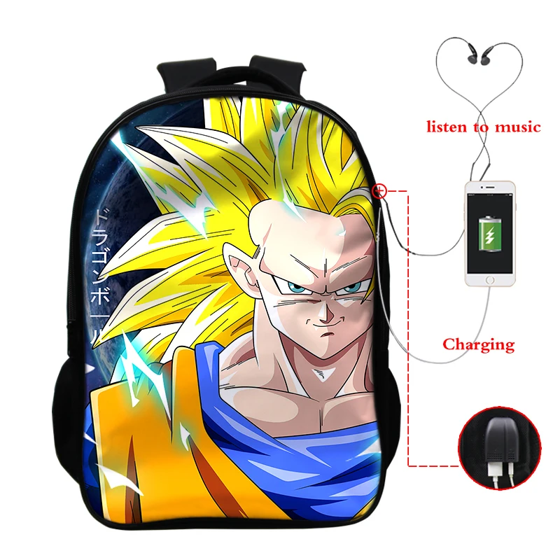 F8 USB зарядка мочилы Жемчуг дракона Супер Saiyan Dragon ball Z рюкзак аниме Гофу сумка для ноутбука школьный рюкзак для книг рюкзак для наушников - Цвет: F8
