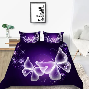 

Fantasy Butterflies Bedding Set For Girl 3D Purple Duvet Cover Queen King Twin Full Single Double Unique Design Bed Set