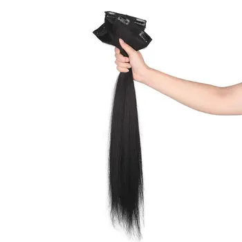 

JINKAILI2 Synthetic Heat Resistant Long Hair Clips, Straight Hair Clips In The Hair Extension Wig, For Black-Haired Women