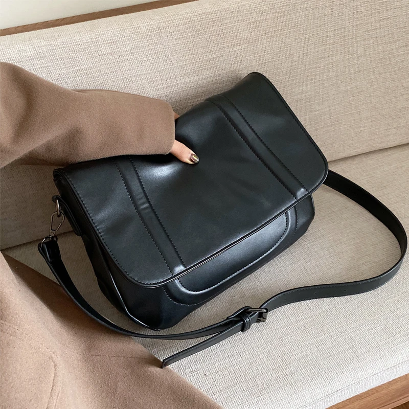 

SHUJIN Black PU Leather Crossbody Bags For Women 2020 Fashion large Capacity Shoulder Messenger Bag Lady Casual Travel Totes