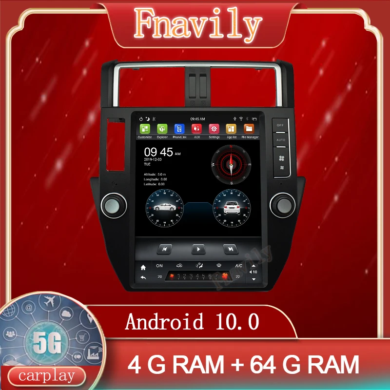 Автомобильная магнитола Fnavily Android 10 для Toyota Prado Land Cruiser мультимедийный