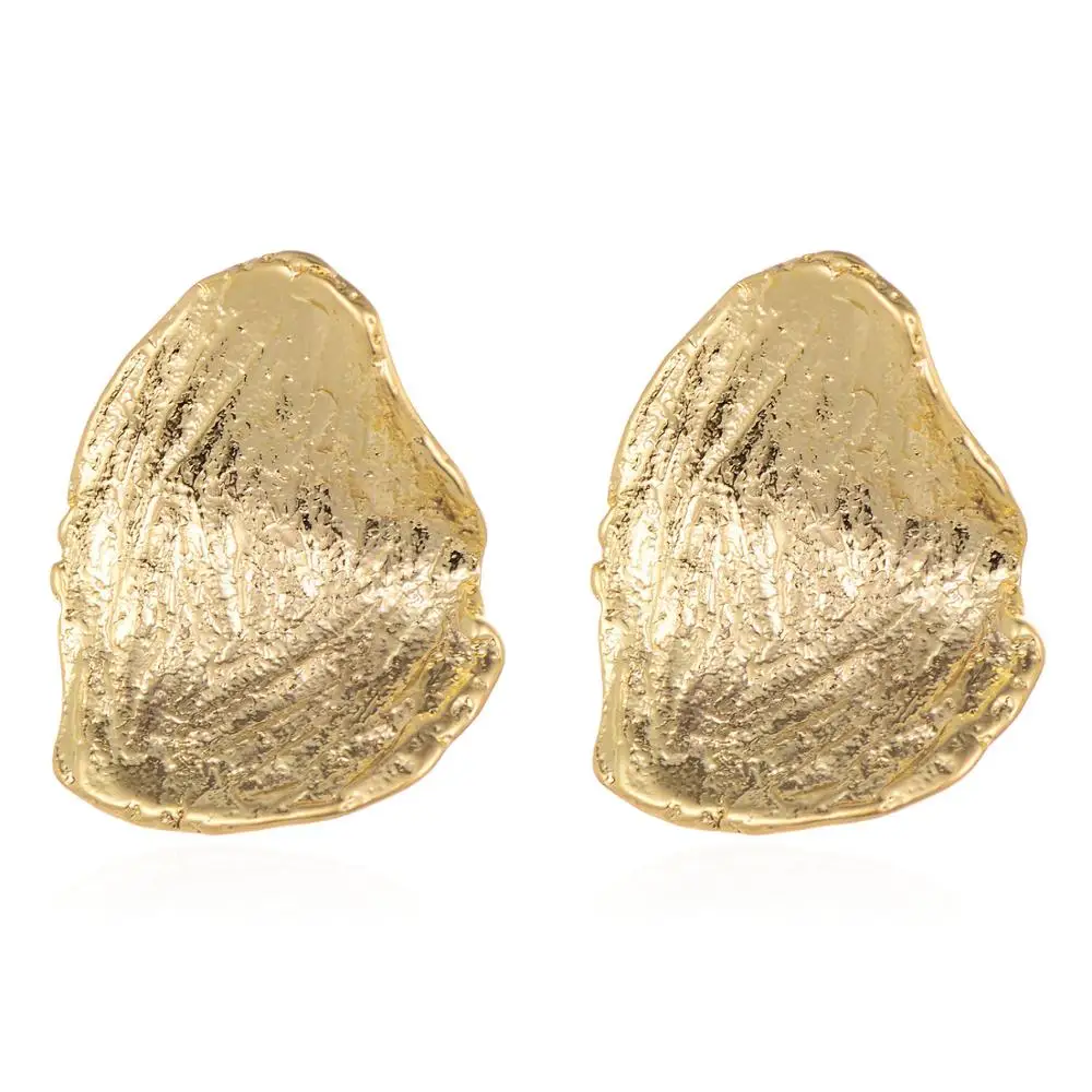 Позолоченные серьги-гвоздики неправильной формы, персонализированные серьги в стиле панк, аксессуары для ушей для девочек, геометрические металлические женские ювелирные изделия для ушей