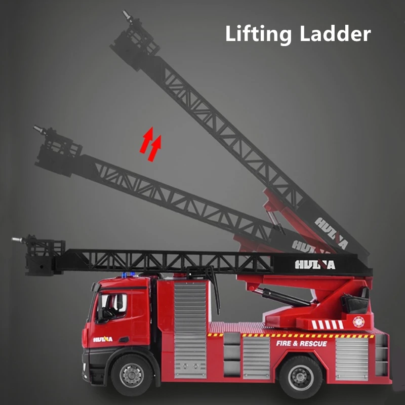 High Simulation Fire Rescue Truck With Sound Light Water Spray Multi-Function 62CM Large Size 270 Degree Rotation RC  Fire Truck 2