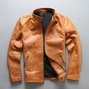 

DHL Free Shipping 2020 Super Quality Cowhide Leather Jacket Men's Genuine Leather Coat Motorcycle Rider Vintage Classic Jacket