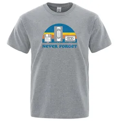 Never Forget Sarcastic Graphic Music Funny Printed Oversize Men's T-Shirt - Casual Breathable Cotton Tee - XXXL (Gray)