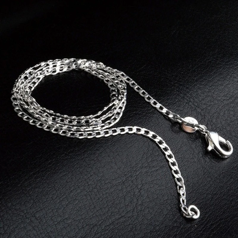 

Jewelry Accessories 2mm Silver Handmade DIY Material 5PCS Pendant Necklace Semi-finished Lobster Clasp Flat Necklace
