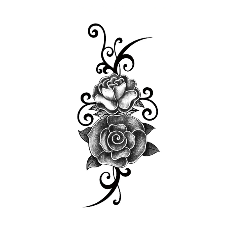Waterproof Temporary Tattoo Sticker Black Rose Flowers Vine Totem Design Fake Tattoos Flash Tatoos Arm Body Art for Women Girl - AliExpress