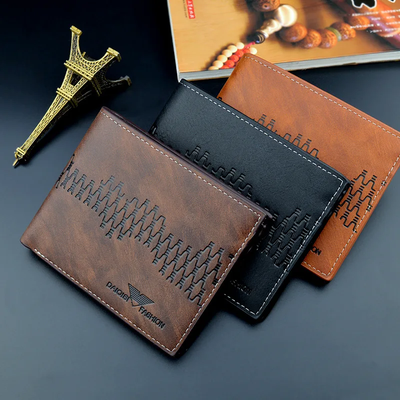 

New men's wallet men's short fashion Thin Wallet multi card position 3 fold youth zipper horizontal business soft Wallet