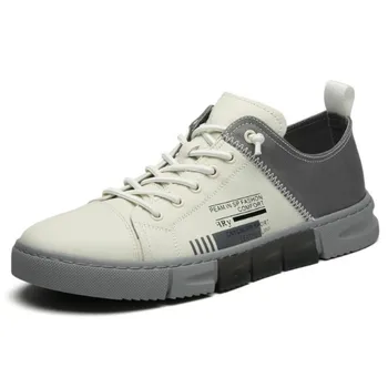 

2020 Autumn New Men's Korean Fashion Casual Shoes British Style Elastic Band All-match Loafers Breathable Split Leather Sneakers