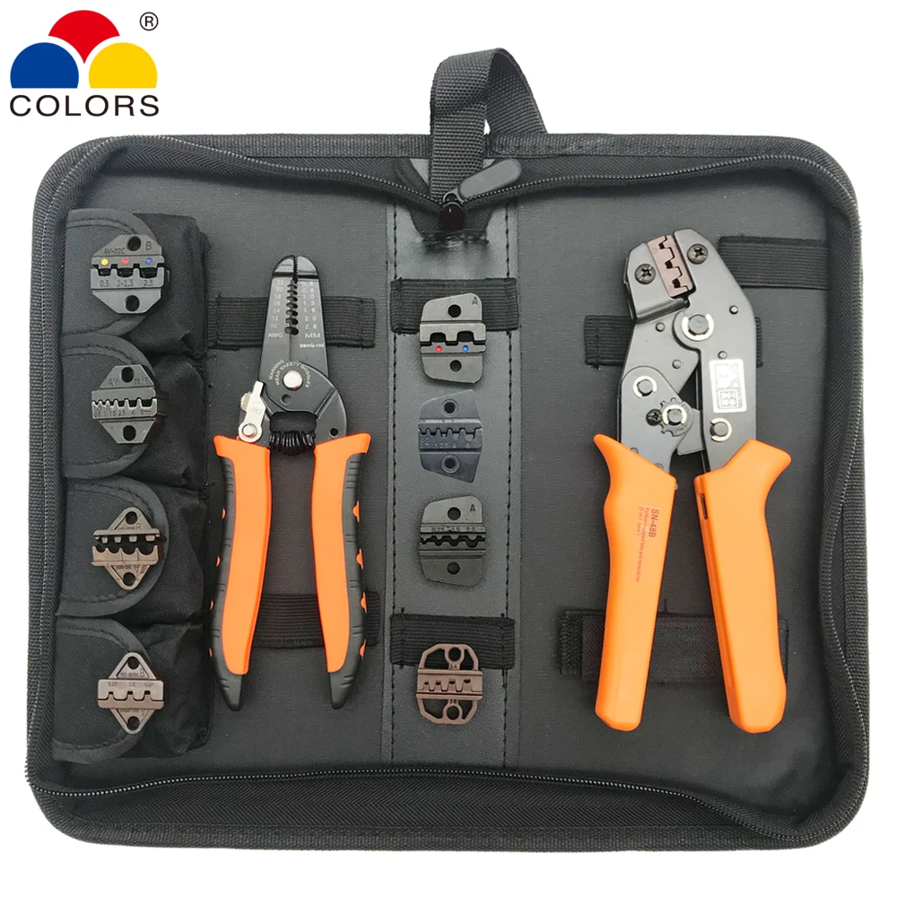 Pack 5 Dies Insulated Terminals Ferrules Plier Ratcheting Crimper Jaws Tool Bag