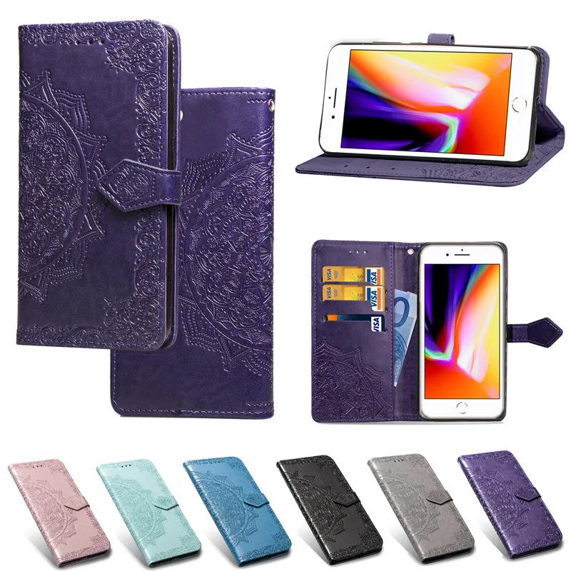 

Coque For OnePlus 7T Case 3D Flowers Embossing PU Leather Case For OnePlus7T One Plus 7T Wallet Cover with Stand Holder