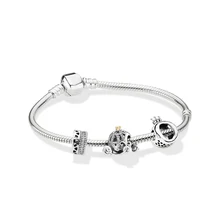Подлинный 925 пробы серебряный Романтическая любовь браслет в европейском стиле набор подходит для женщин шарик шарм браслет подарок DIY ювелирные изделия