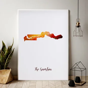 

Gambia map watercolor Map Modern City Canvas Art Print Wall Pictures for Living Room No Frame