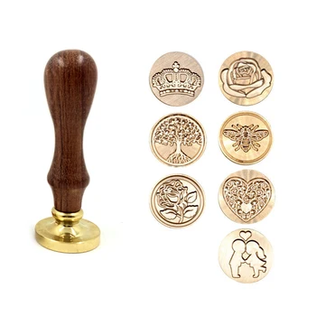 

Exquisite Paint Seal On The Birthday Card Retro Diy Envelope Stamps Rose Crown Ornament Classic Wedding Invitations Wax Stamps