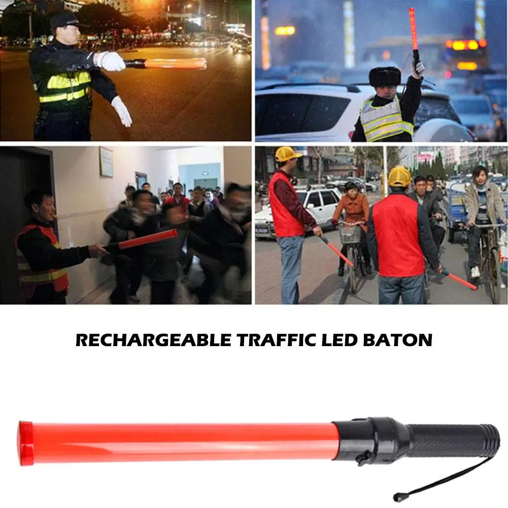 

Rechargeable Traffic LED Signal Wand High Brightness Long Life LED Signal Traffic Wand Safety Warning Flashing Wand Police Baton