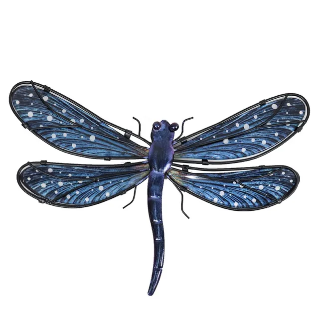 $ Metal Dragonfly Wall Artwork for Garden Decoration Miniaturas Animal Outdoor Statues and Sculptures for Yard Decoration