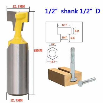 

1/2" shank High Quality T-Slot Cutter Router Bit for Hex Bolt Wood Milling Cutter Door Woodworking Mitered Tool carbide end mill