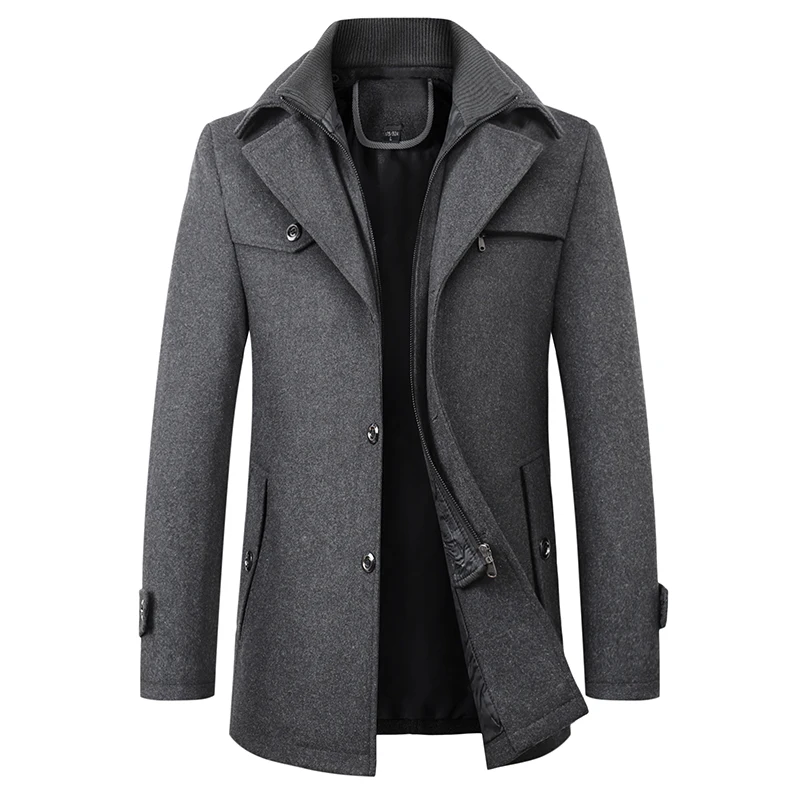 Теплое пальто, Мужская шерстяная куртка/осень и зима/мужская куртка/Бизнес куртка для отдыха - Цвет: Темно-серый