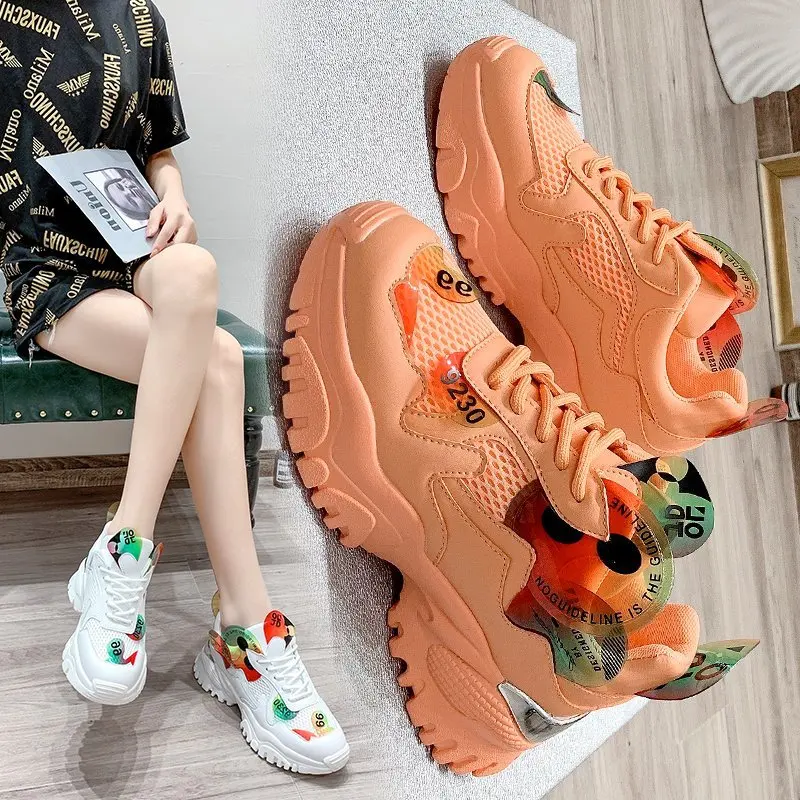 

2020 summer new old shoes women's tide thick bottom increased mesh breathable shoes thin section sports wild casual shoes X026