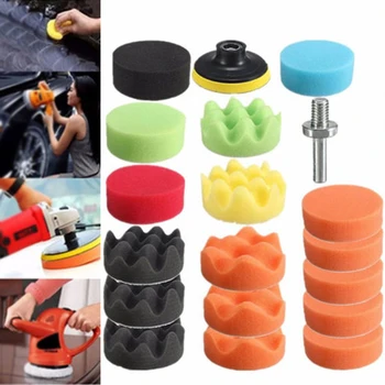 

19Pc 3 Polishing Sponge Pad M10 Drill Adapter Kit Car Auto Polisher Buffer Kits
