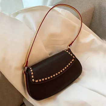 

Women's Bags Retro Leather Hobo Bag Small Armpit Shoulder Bag Lady Solid Color Flap Messenger Packs Female Purse And Handbag