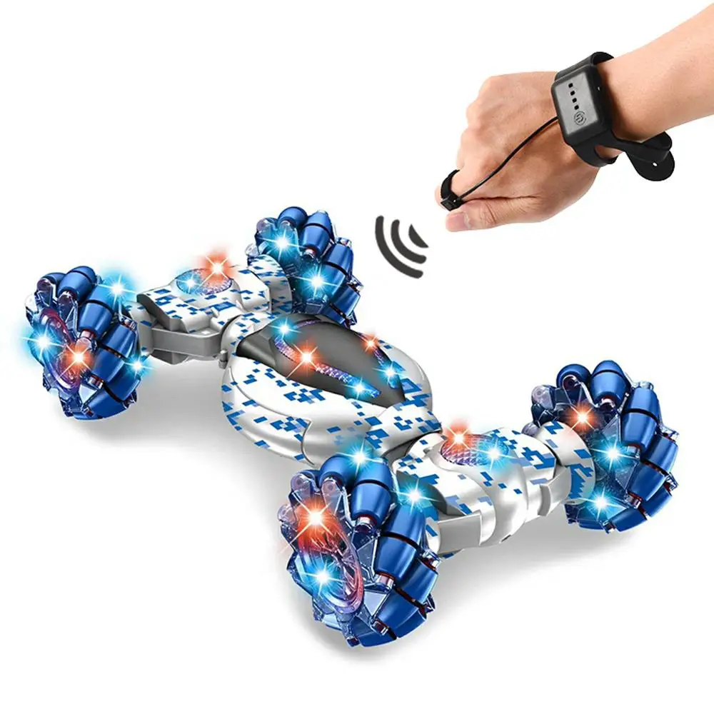 

RC Car 4WD Truck 1:12 Watch Induction Double-sided One Key Transformation All-terrain Vehicle Stunt Car Remote Control Toy