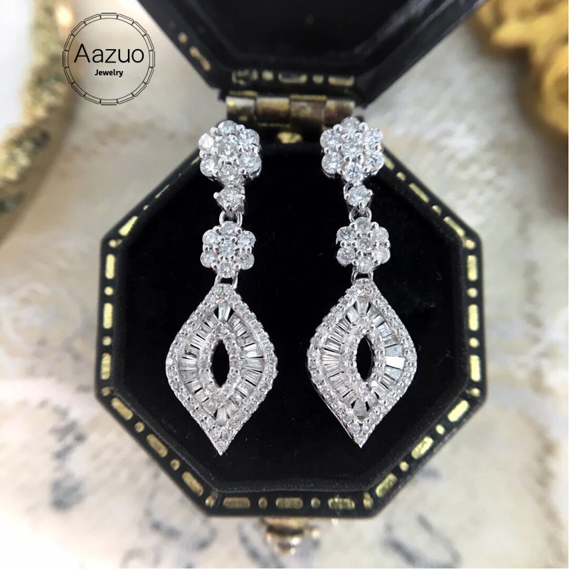 Aazuo 18K Pure Solid White Gold Real Diamonds 0.70ct Luxury Special-Shaped Drop Earrings Gift For Women Engagement Party pure xuan paper chinese calligraphy painting special raw xuan paper 100sheet thicken chinese calligraphy half ripe rice paper