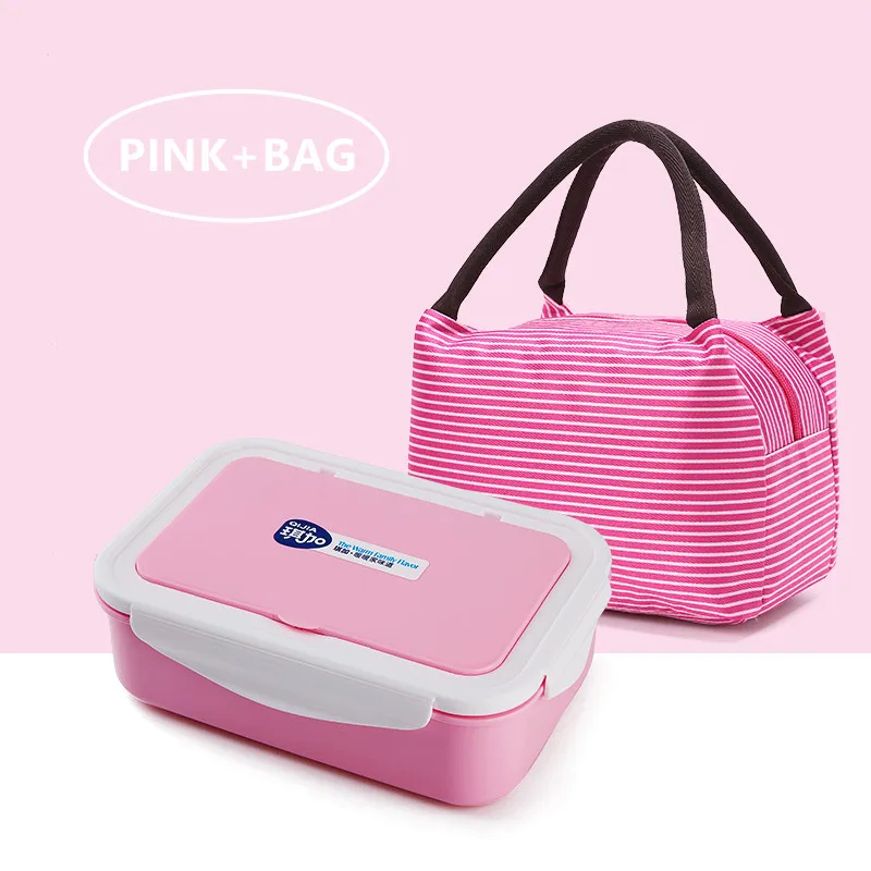 Большая емкость 1400 мл Ланч-бокс герметичный материал не вредит здоровью для бэнто, в упаковке, для разогревания в микроволновой печи столовая посуда контейнер для хранения пищи Ланчбокс - Цвет: Pink With Bag