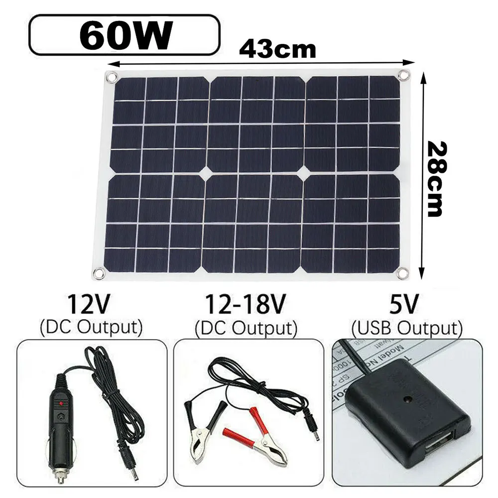 20 Вт/60 Вт 18 в моно солнечная панель двойной 12 В/5 В DC USB монокристаллическое гибкое солнечное зарядное устройство для автомобиля RV лодка