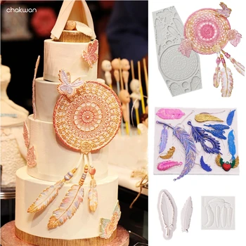 

1PC Feather Sugar Buttons Silicone Mold Fondant Mold Cake Decorating Tools Chocolate Butterfly Crystal Jewelry Pendant Moulds