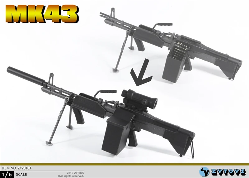1:6 весы MK43 светильник пулемет оружие пластмассовые игрушечные модели подходят 12