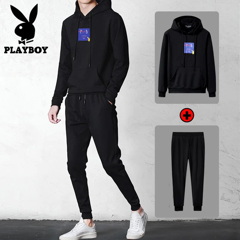 

Playboy fashion men's simple high-quality cotton baseball uniform sports casual sweater sports feet pants suit