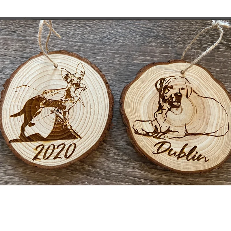 

2pcs Personalized Pet Wood Ornaments Laser Engraved Wood Ornaments Christmas Gift Home Decor Christmas Ornaments