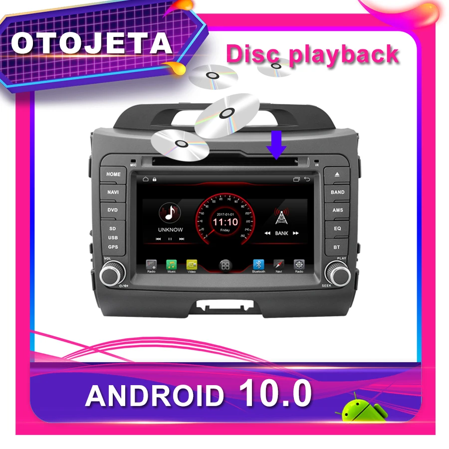 Автомобильный DVD плеер OTOJETA Android 10 0 GPS для KIA SPORTAGE 2011 2012 7 дюймовый автомобильный