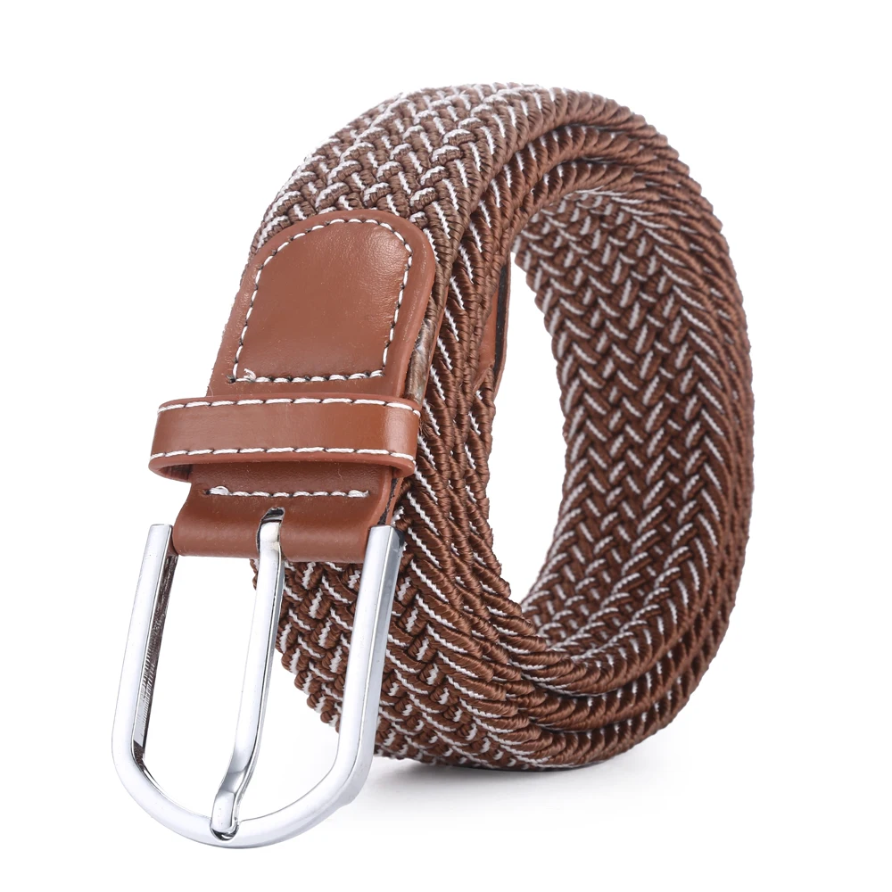 snap belt 2020 Men Elastic Stretch Waist Belt 14 Colors Canvas Braided Elasticity Woven Leather Belt Wide Metal Stretch Belt for Men mens red belt Belts